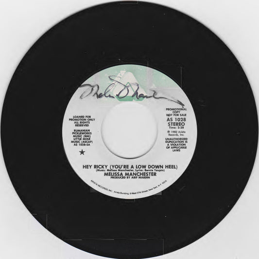 HEY RICKY YOU'RE A LOW DOWN HEEL Mono/Stereo (Melissa Manchester autographed 45)